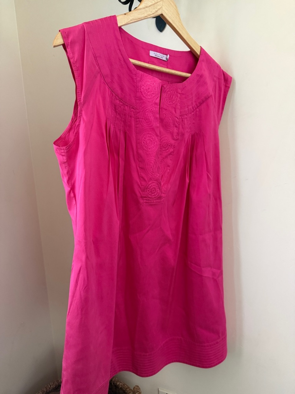 Calypso St. Barth Hot Pink Sleeveless Embroidered Camisole